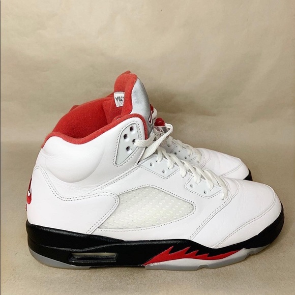 Jordan 5 Fire Red Silver Tongue - Picture 1 of 4